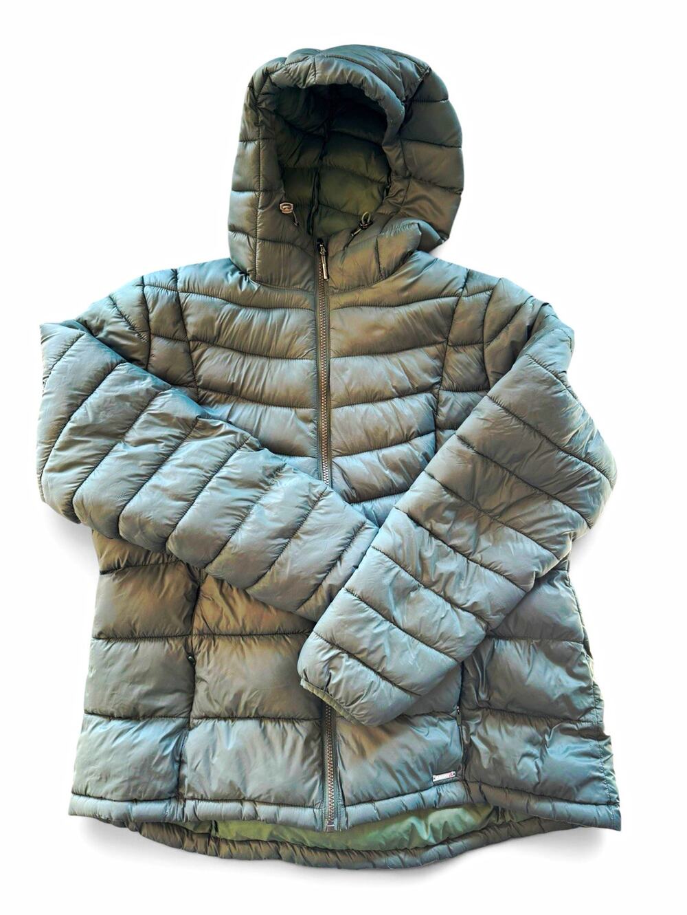 Gerry Women’s XL Green Hooded Lightweight Puffer Jacket Packable Full Zip
